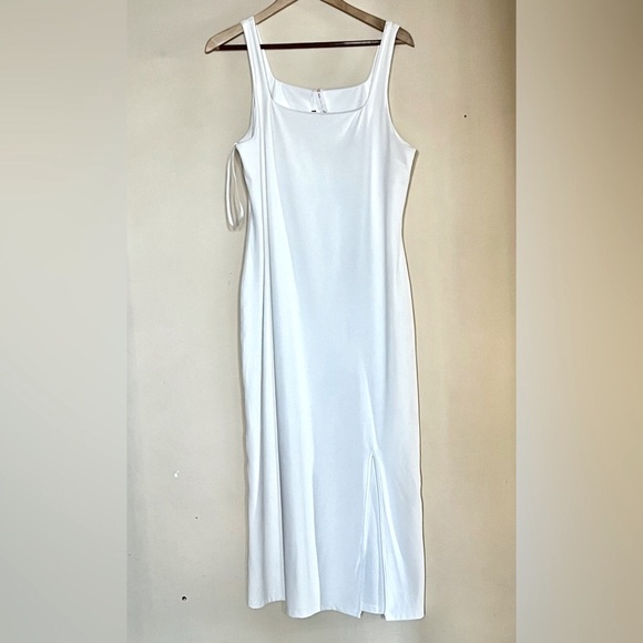ANTHROPOLOGIE Daily Practices Slim Stretch Ivory Color Midi Dress - Picture 4 of 12